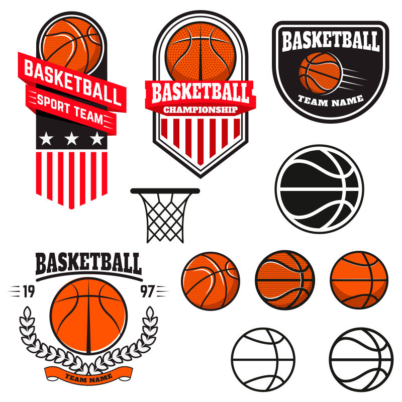 抽象矢量篮球元素标志设计