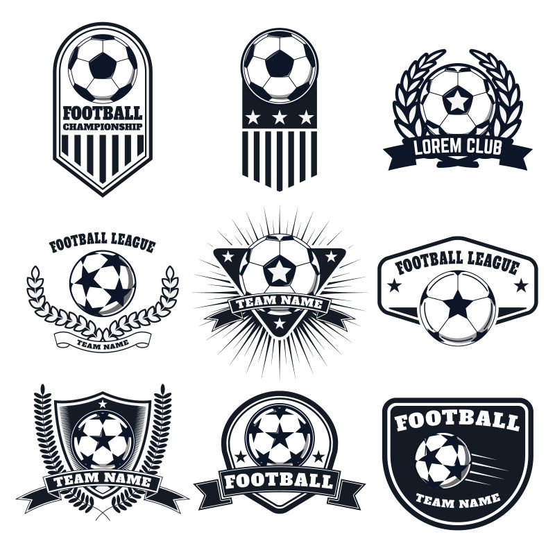 抽象矢量现代足球元素标志设计