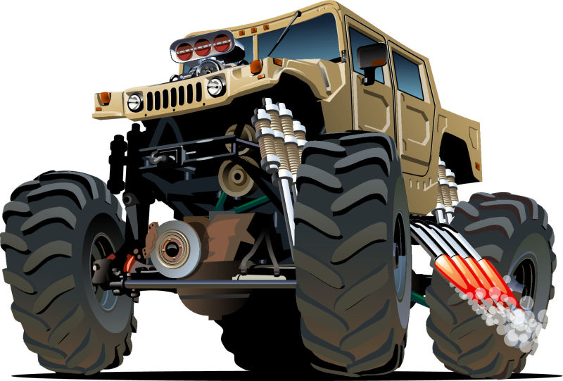 抽象矢量酷炫的卡通卡车插图设计