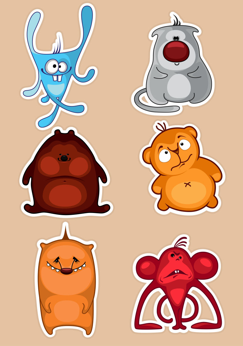 抽象矢量现代卡通怪物平面插图设计