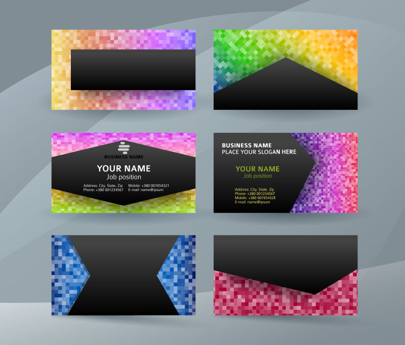 创意矢量彩色几何元素的时尚名片设计