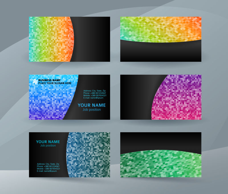 抽象矢量彩色马赛克元素的名片设计