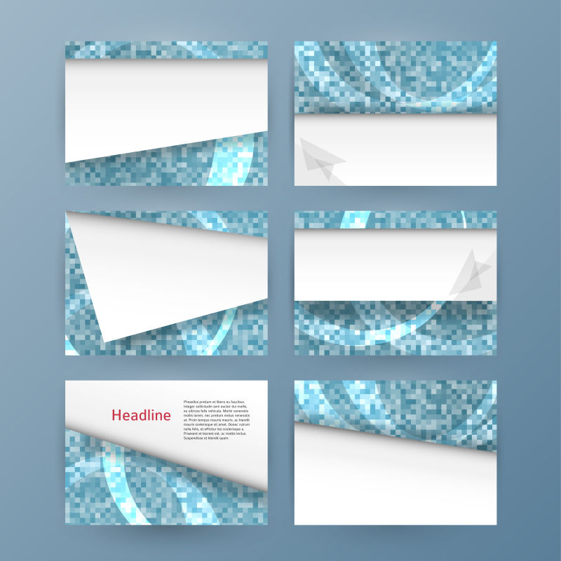 抽象矢量蓝色方形元素的名片设计