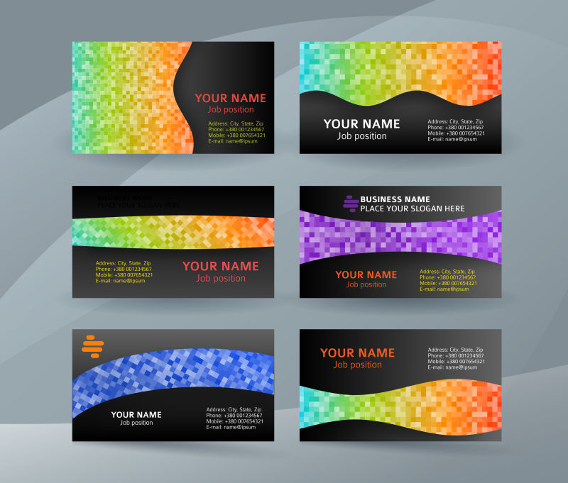 抽象矢量现代彩色几何名片设计