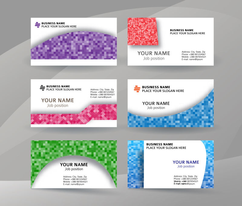 抽象矢量马赛克元素的名片设计