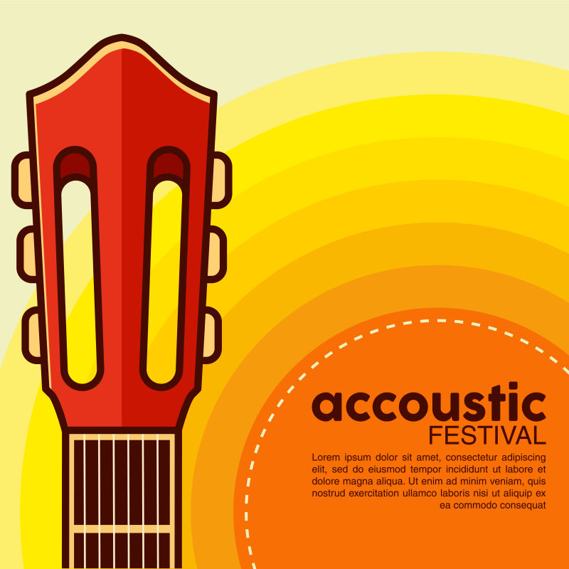 抽象矢量卡通吉他元素平面海报设计