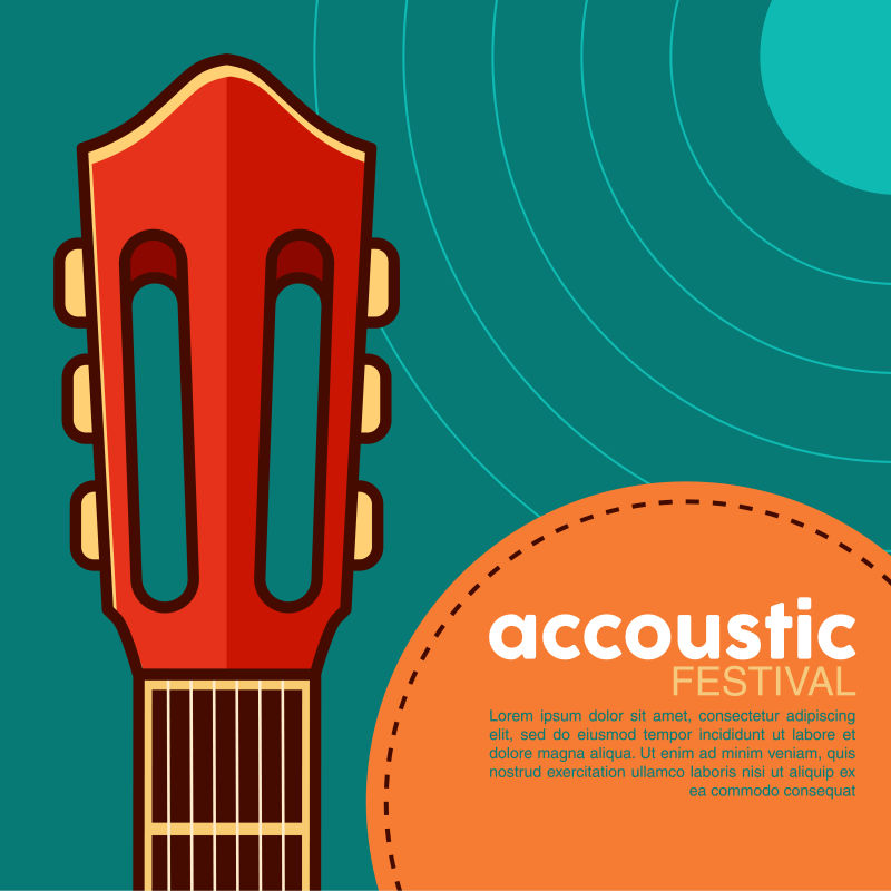 抽象矢量卡通吉他元素海报设计