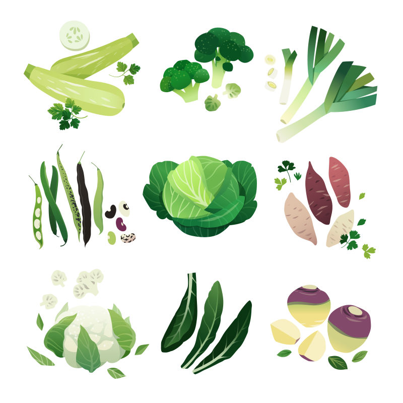 抽象矢量卡通蔬菜设计