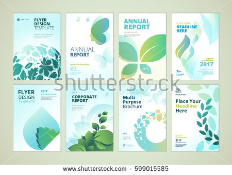 矢量绿叶元素的宣传单设计