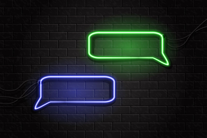 创意矢量现代彩色霓虹灯对话框设施