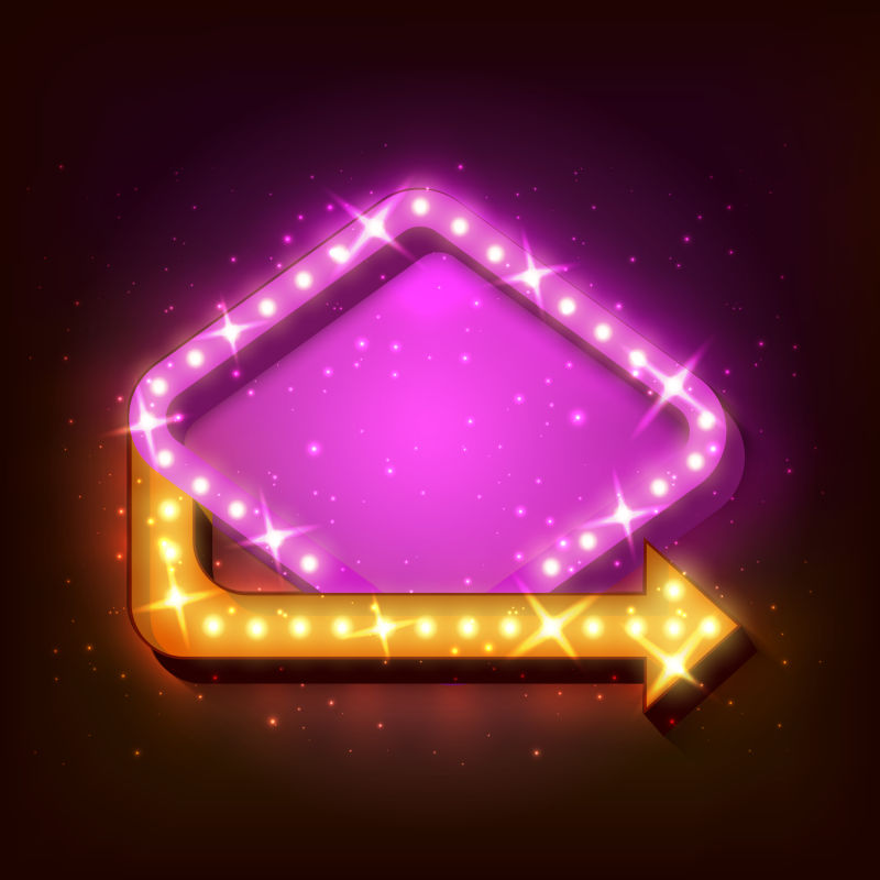 创意矢量彩色箭头元素霓虹灯设计