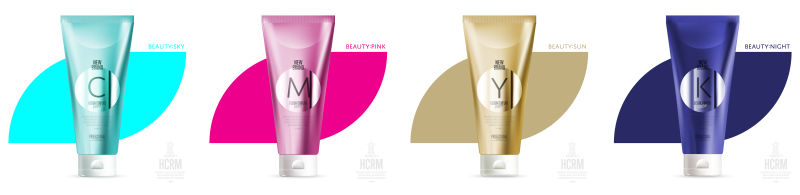 创意矢量现代彩色细条化妆品设计