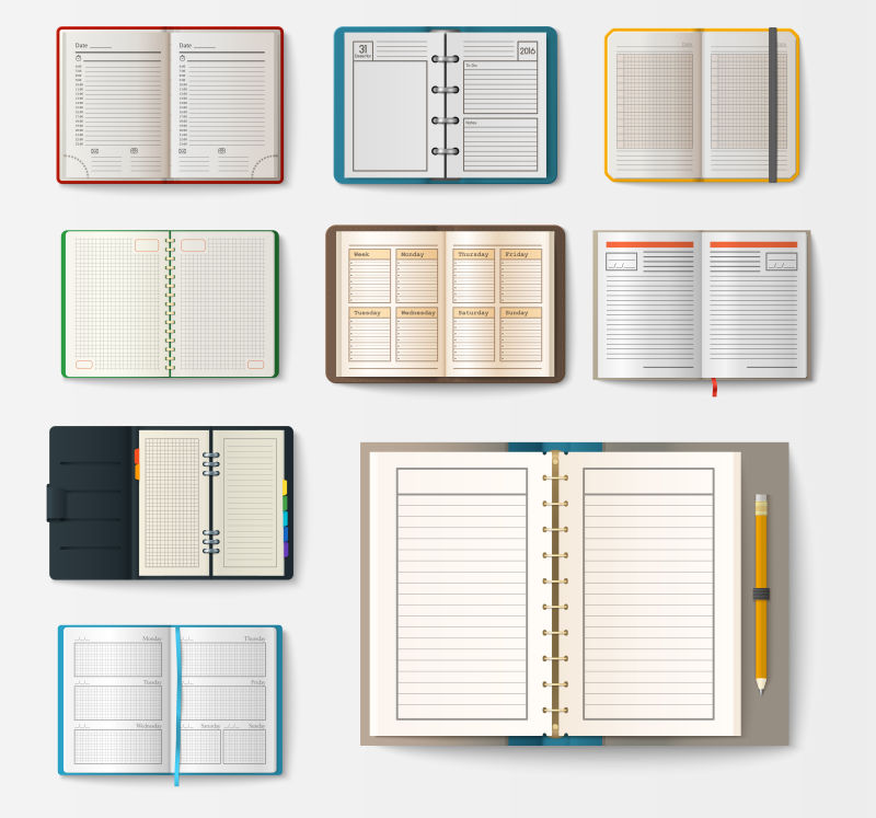 创意矢量各种不同的笔记本设计