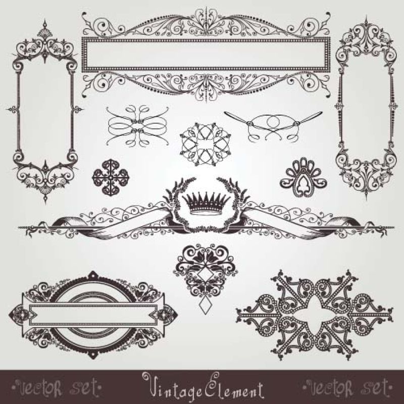 矢量抽象复古装饰风格的设计元素