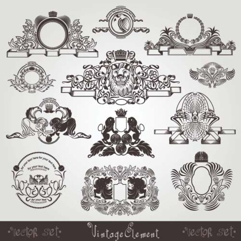 抽象矢量复古装饰风格的设计元素