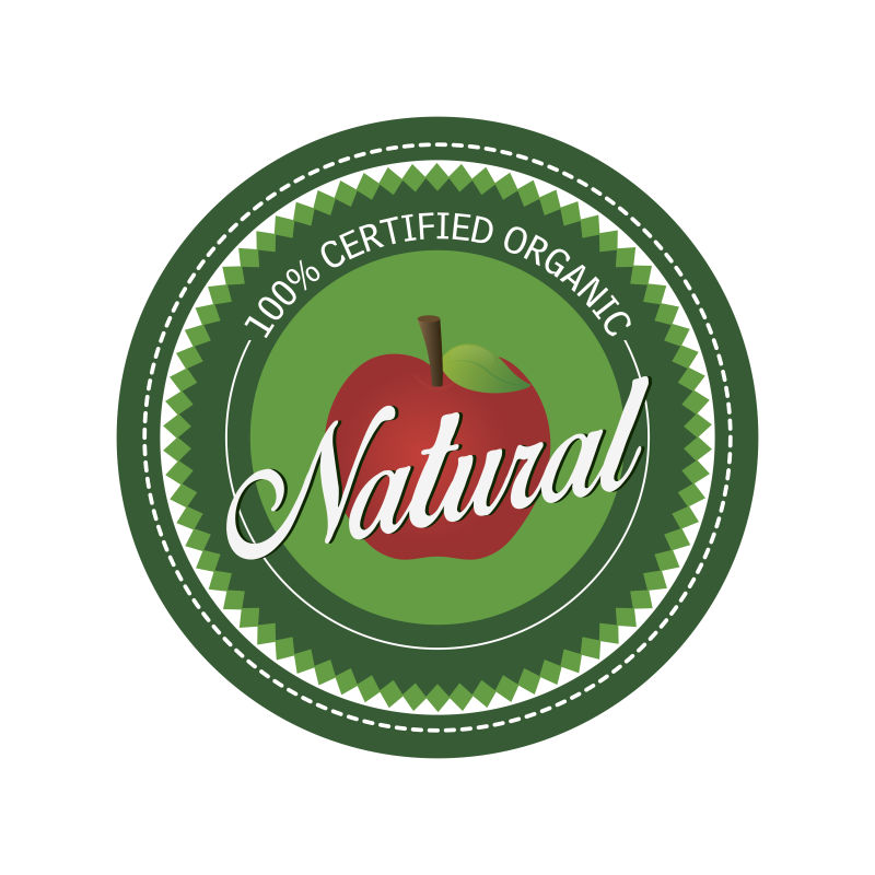 抽象矢量现代有机自然苹果标签设计