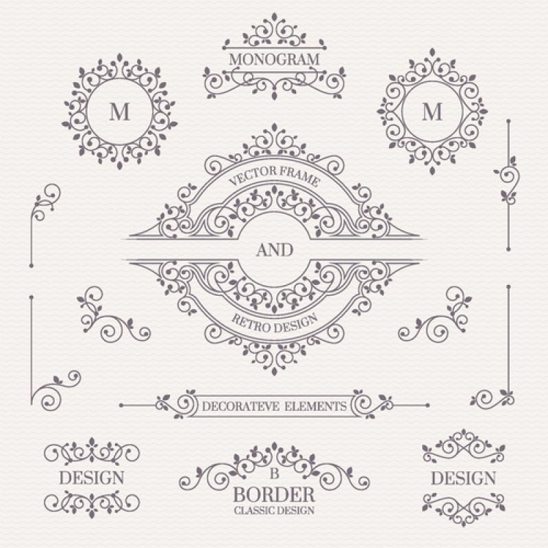 抽象矢量现代时尚花纹装饰边框设计元素