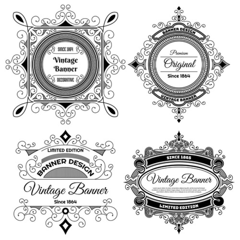 复古背景标签设计模板-矢量图