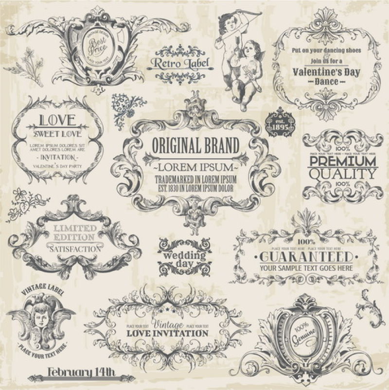 矢量集：书法设计元素与页面装饰Vi