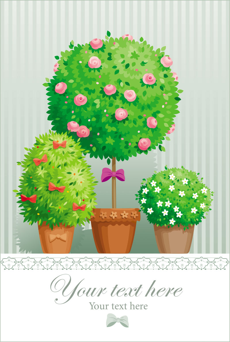 抽象矢量园艺盆栽设计插图