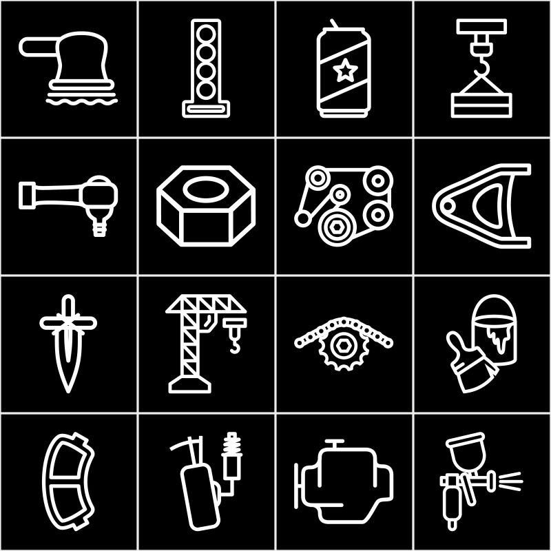 抽象矢量装修零件元素的线性图标设计