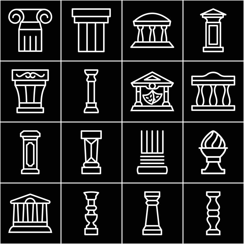 矢量创意现代白线风格的建筑图标设计