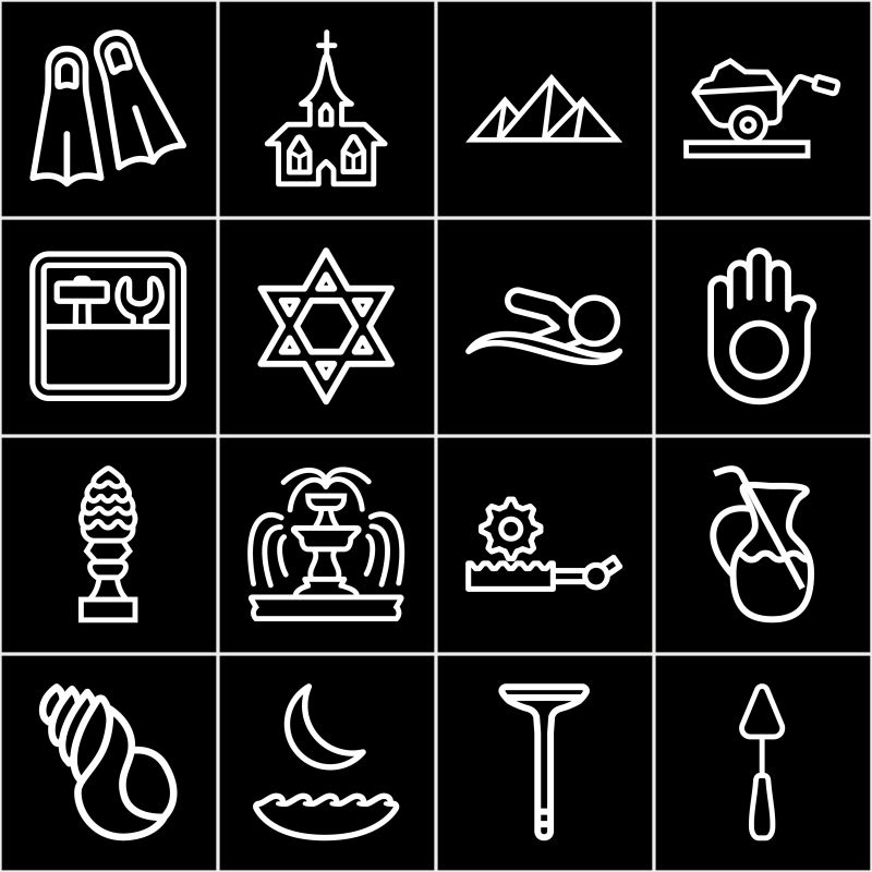 抽象矢量现代白线风格夏日主题图标设计