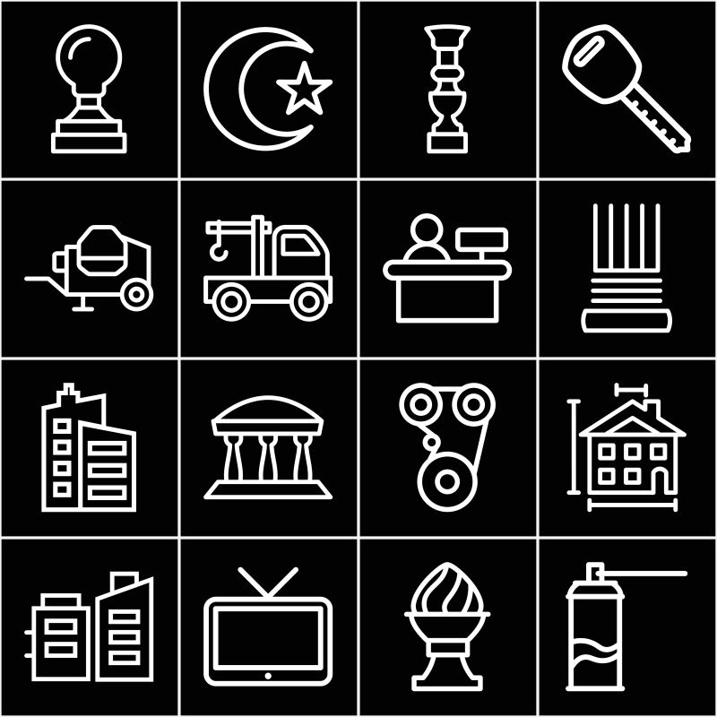 抽象矢量现代白色线性风格的商业图标设计