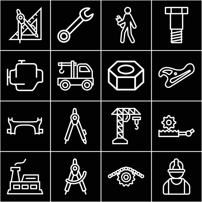 抽象矢量现代工程主题的轮廓图标设计