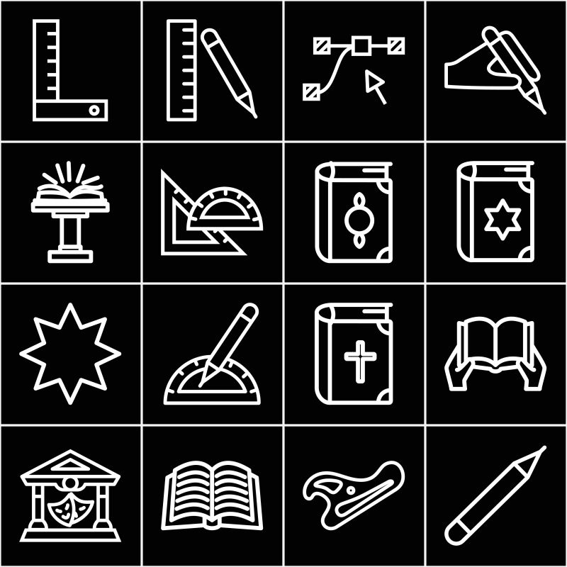 创意矢量现代白线风格的教育主题图标设计