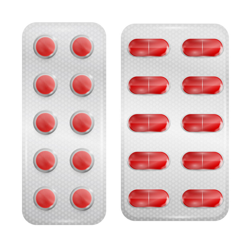 抽象矢量现代红色医疗药片设计