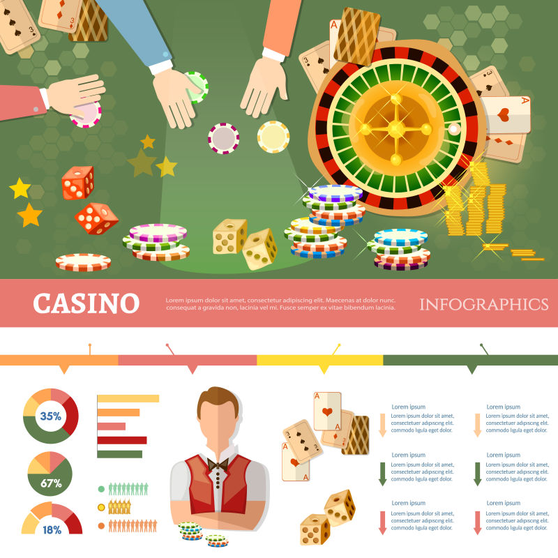 抽象矢量现代赌场主题的平面设计插图
