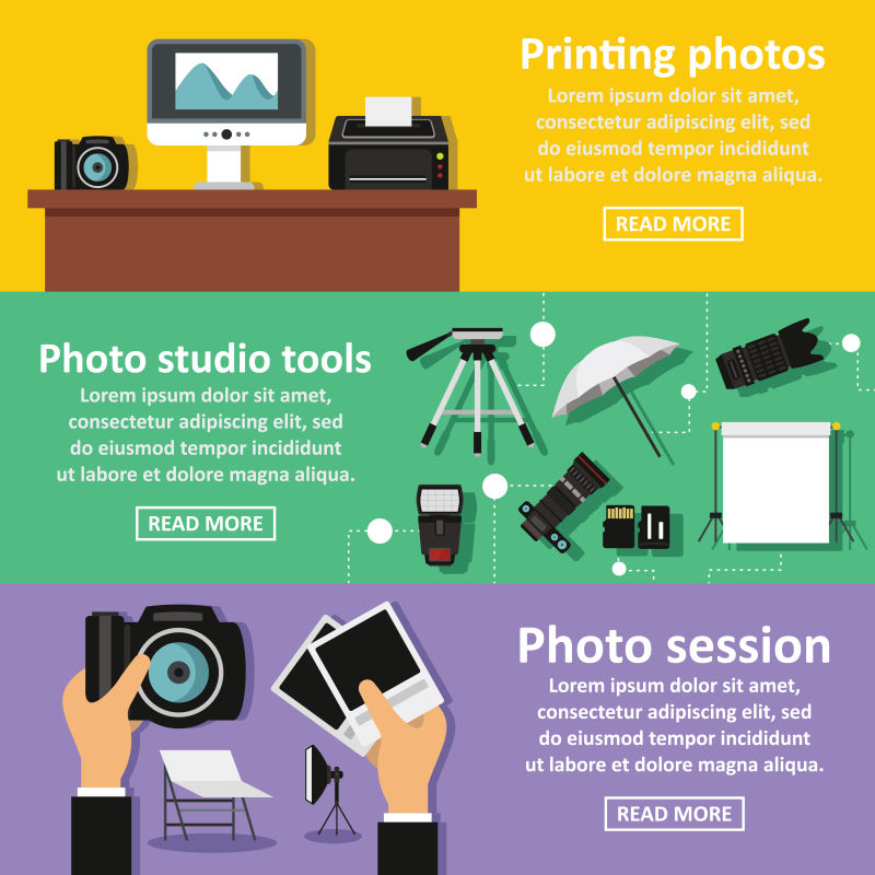 摄影棚横幅水平设置平面风格