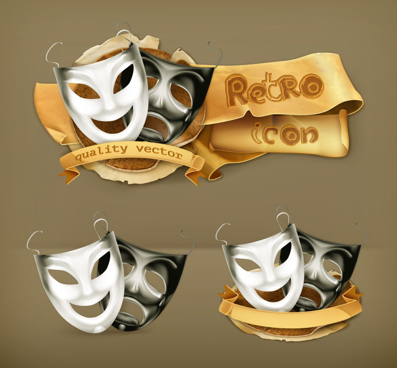 剧院面具矢量图标