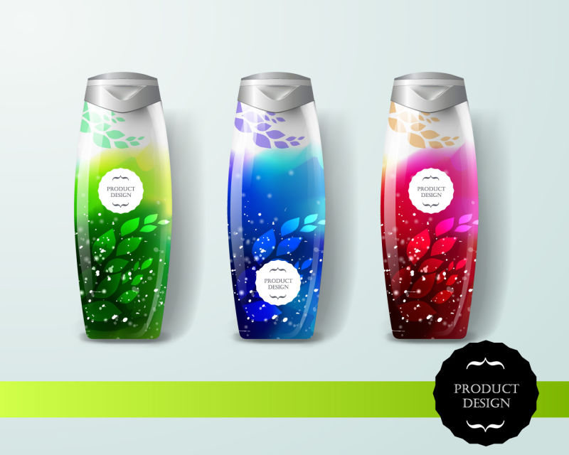 抽象矢量彩色时尚沐浴露包装设计