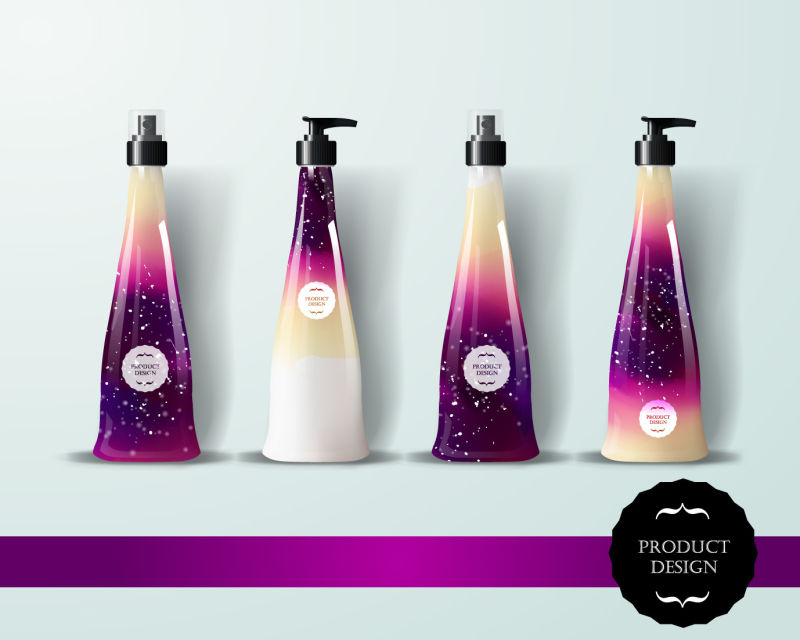 抽象矢量现代时尚渐变包装瓶设计