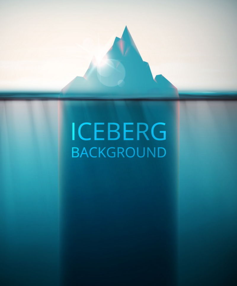 抽象矢量海上漂浮的冰山平面插图设计