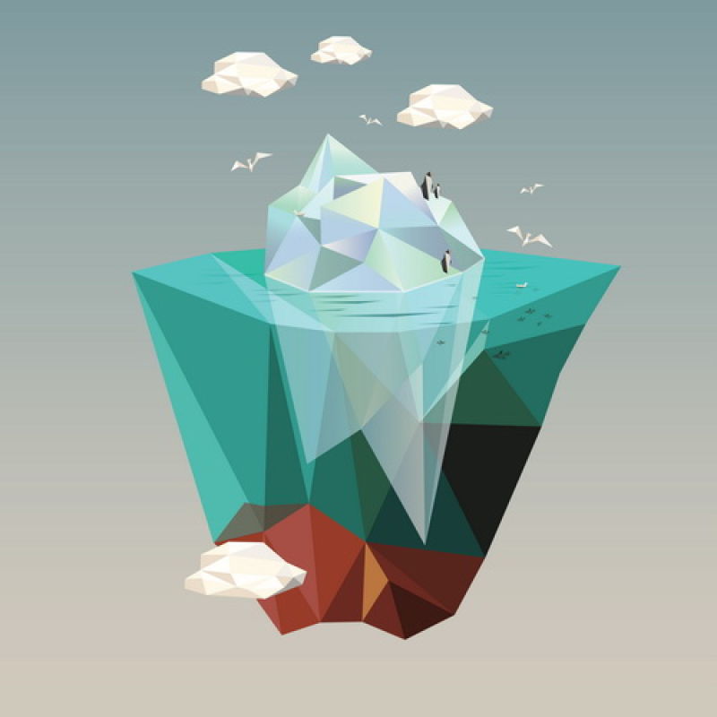 抽象矢量几何风格的悬浮冰山插图设计