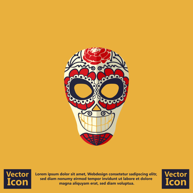 抽象矢量现代墨西哥风格的部落面具设计