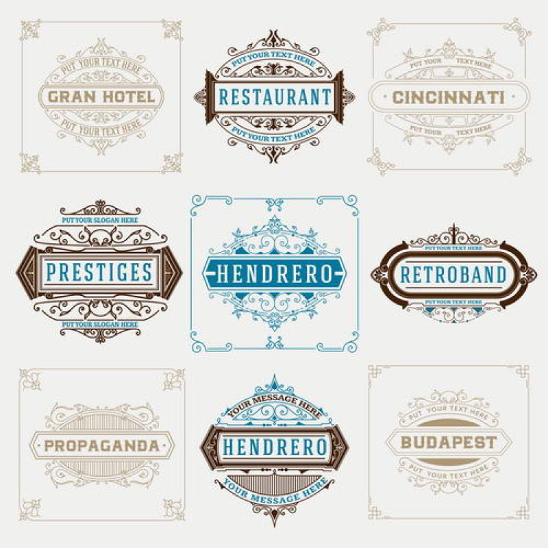 一套复古设计标志和横幅