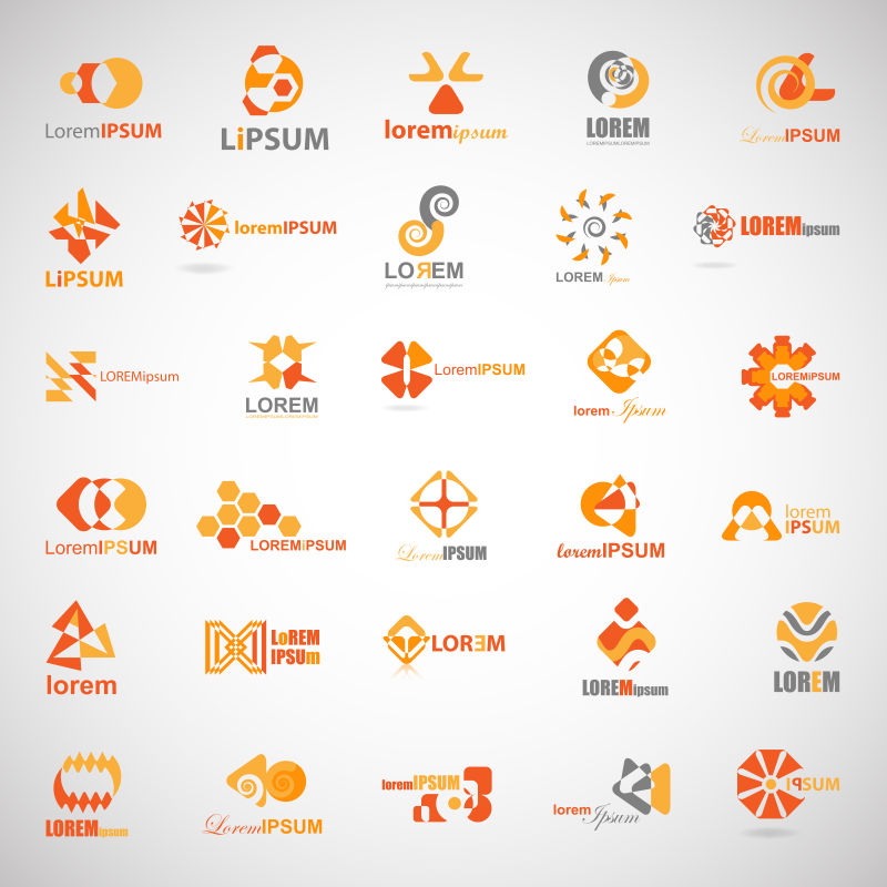 抽象矢量现代橙色图标平面设计