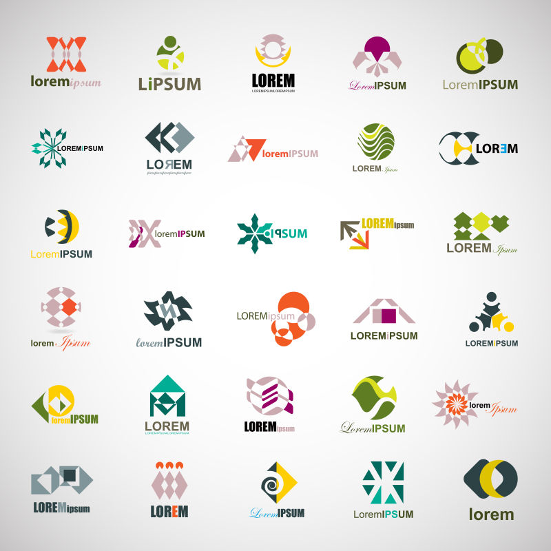 抽象矢量现代彩色简约图标平面设计