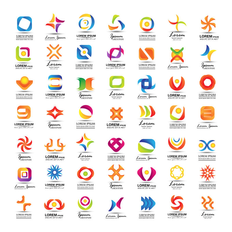 矢量抽象彩色平面图标设计