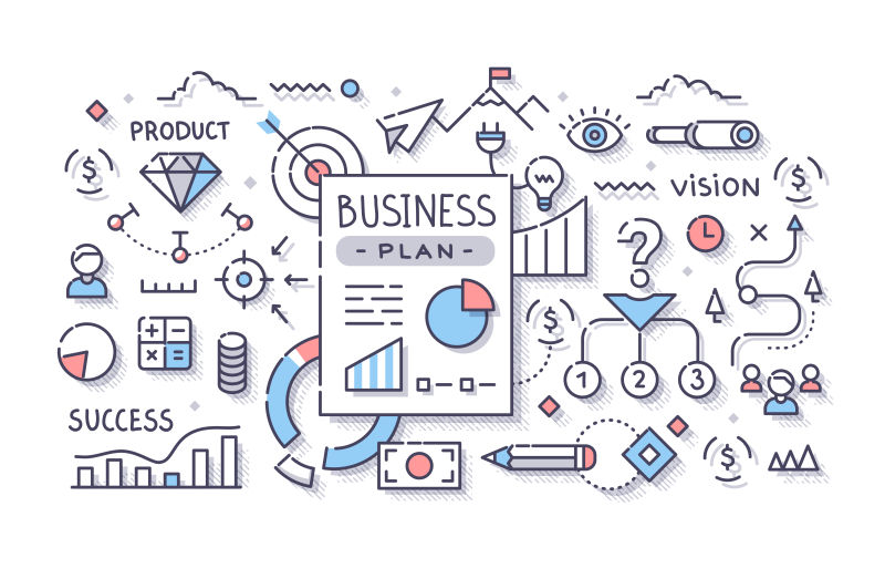 抽象矢量现代商业概念启动主题插图设计