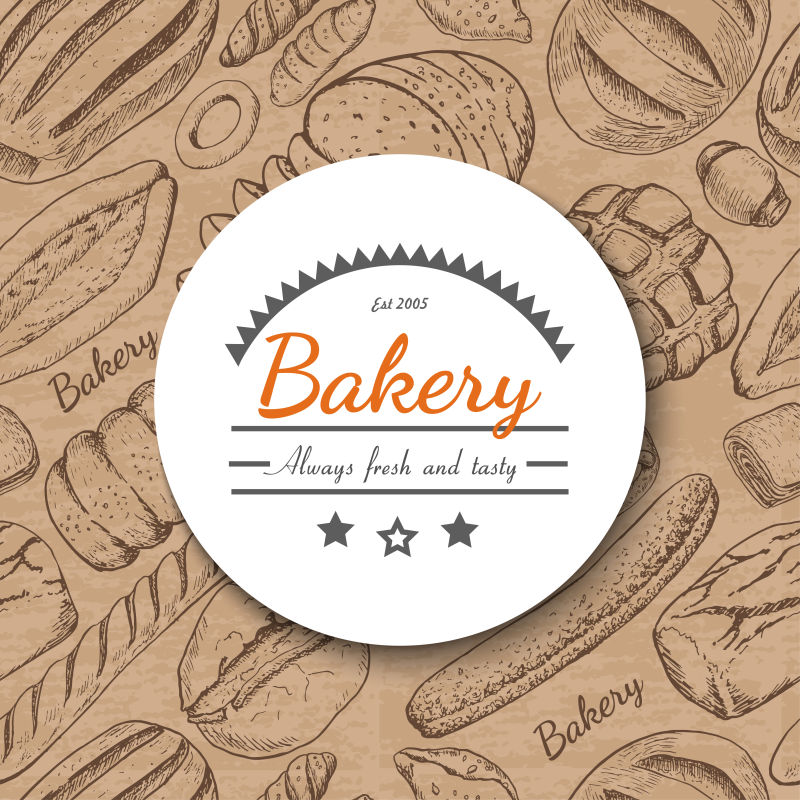 具有各种烘焙产品的矢量背景-用于设计的矢量插图