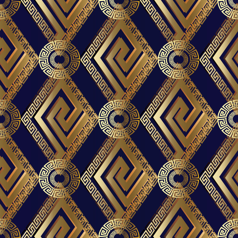 抽象矢量金色环形纹理装饰无缝背景设计