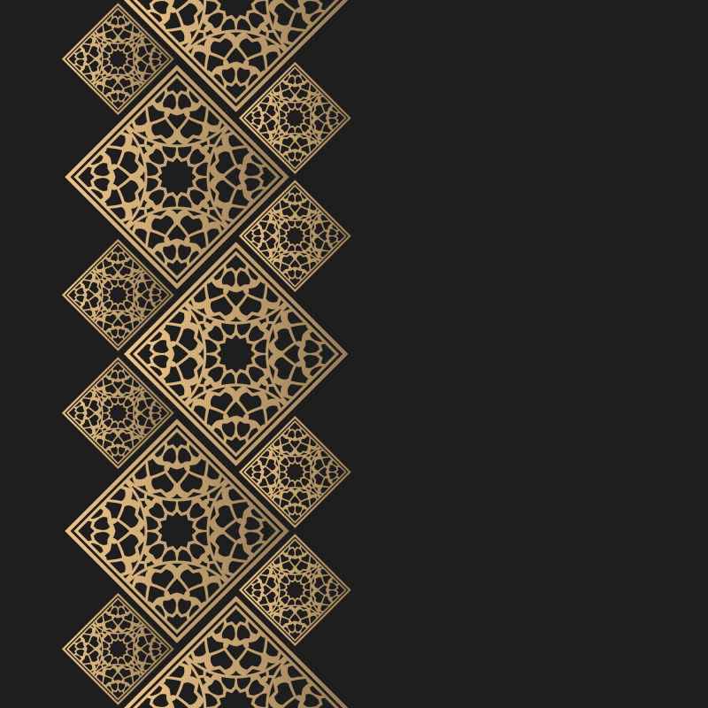 东方风格的金色框架-设计无缝的边框-东方背景-伊斯兰卡与文本的地方