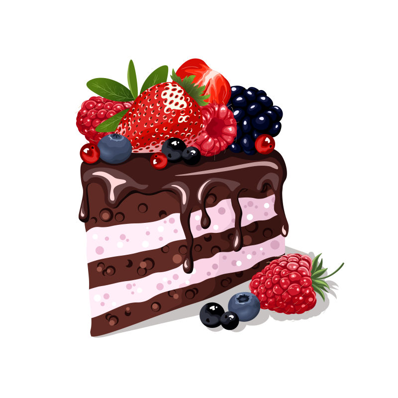 矢量草莓蛋糕创意商业插图