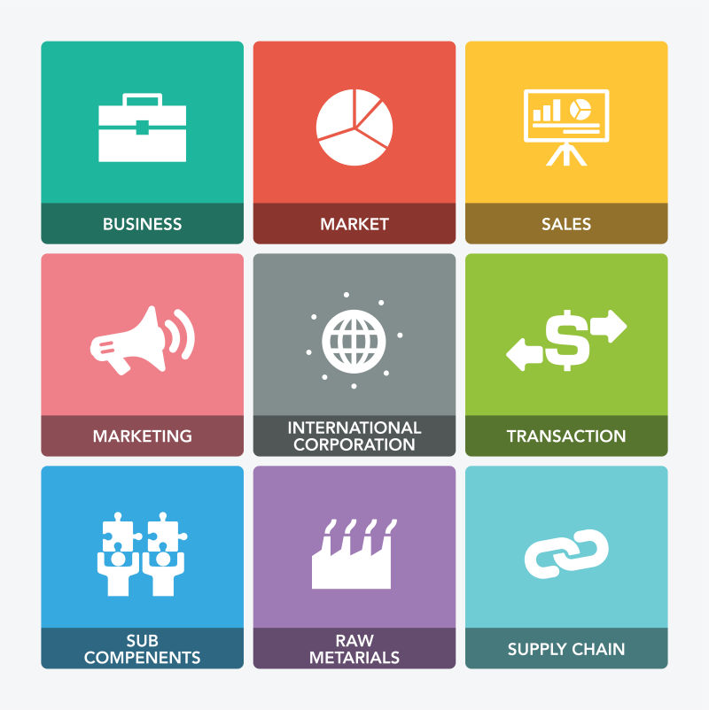 抽象矢量现代商务主题的彩色图标设计