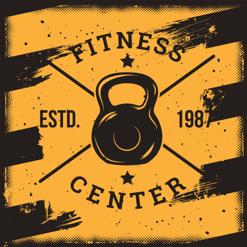 抽象矢量现代健身俱乐部平面海报设计